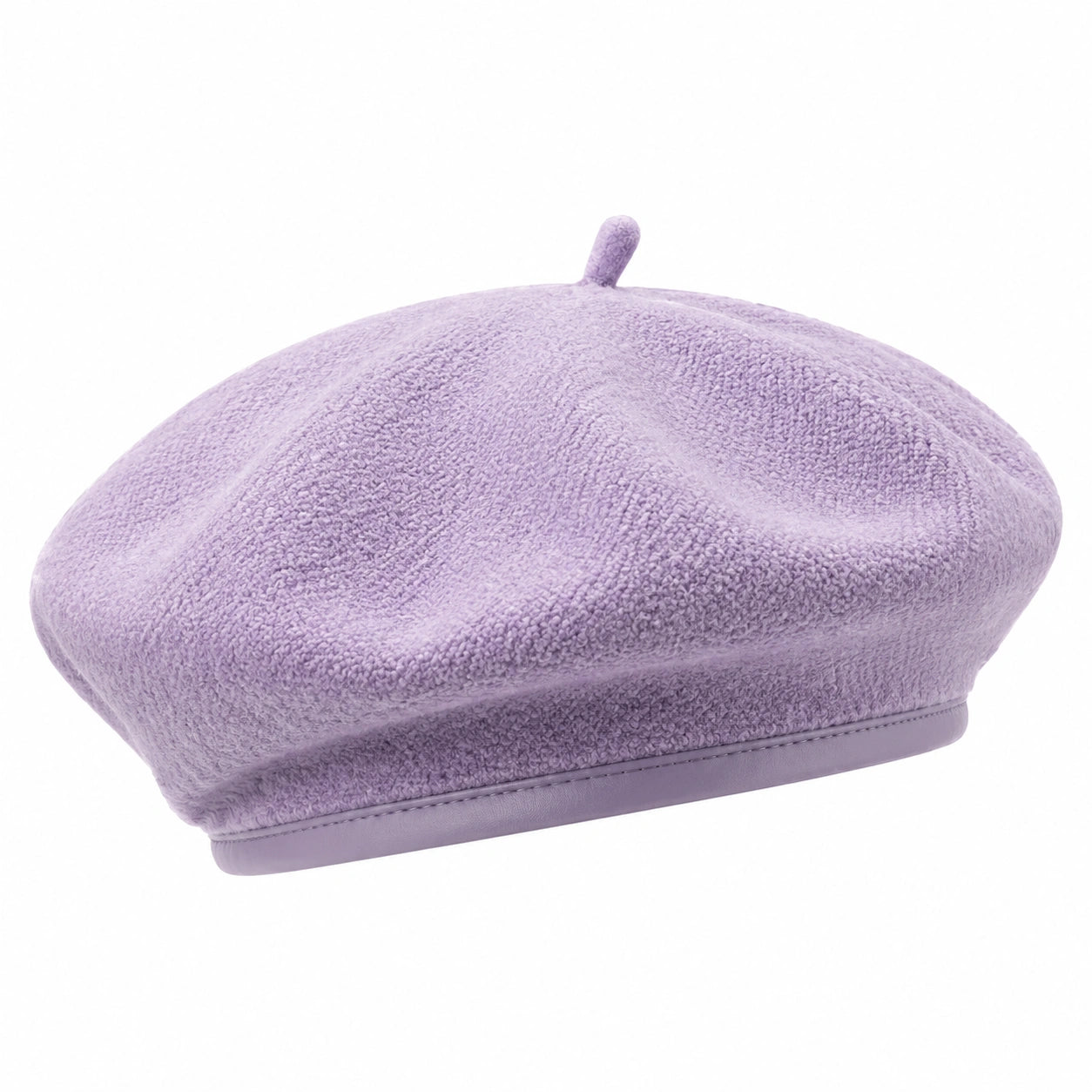 Béret taille unique en textile bouclé lilas style doux