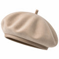 Béret taille unique en textile effet suédine beige - couvre-chef souple style classique