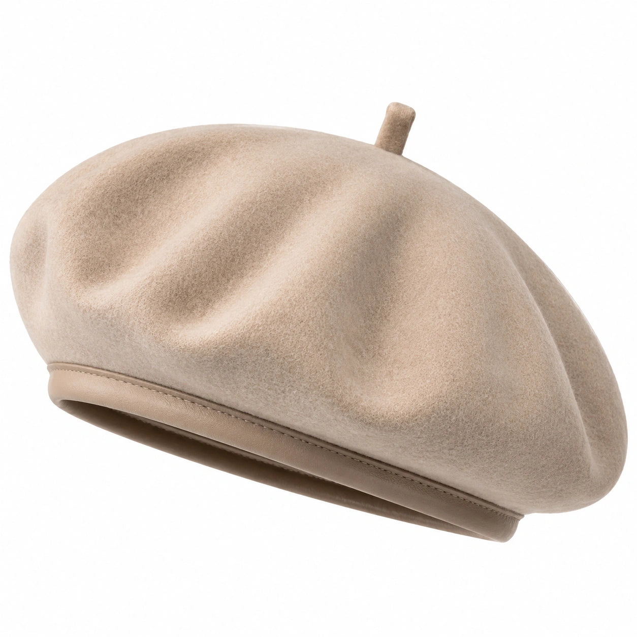 Béret taille unique en textile effet suédine beige - couvre-chef souple style classique