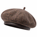 Béret taille unique en tissu chiné marron style classique