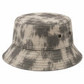 Chapeau bob taille unique en tissu gris beige à motif délavé avec œillets