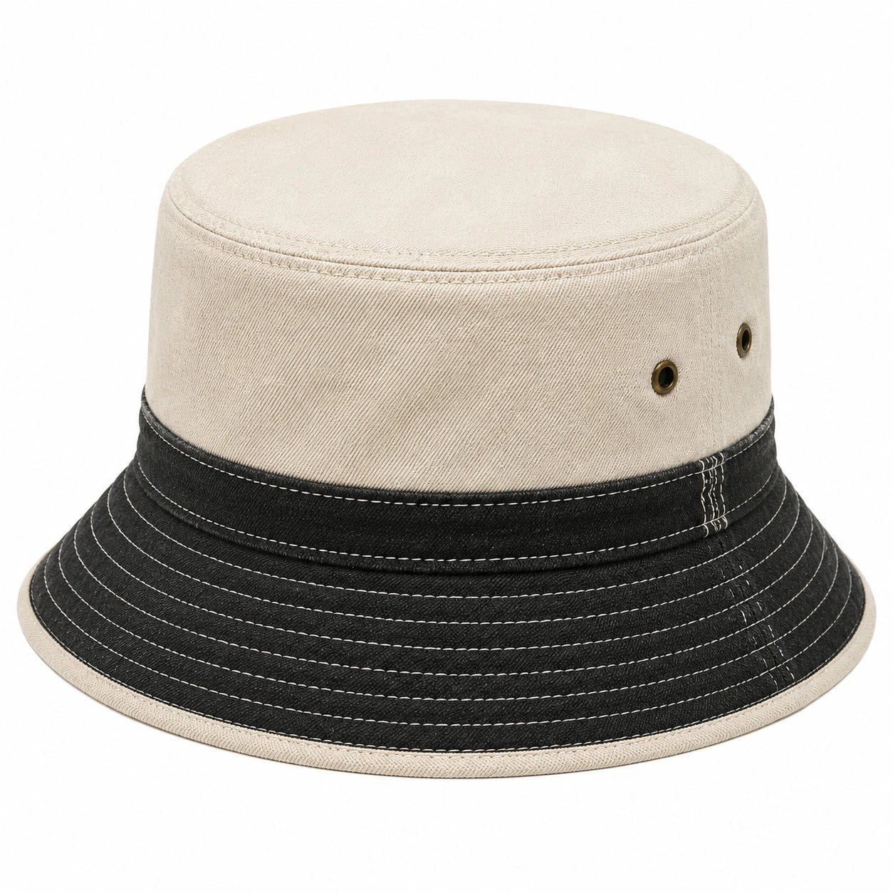 Chapeau bob taille unique en textile noir et beige style décontracté
