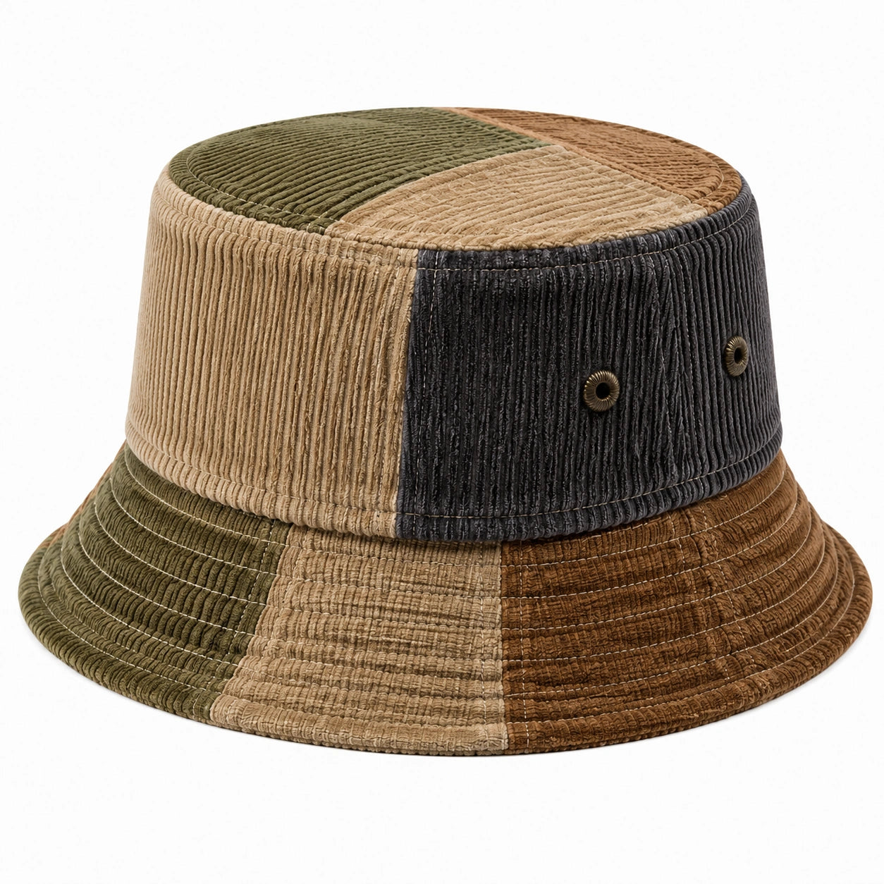 Bob taille unique en velours côtelé multicolore style patchwork
