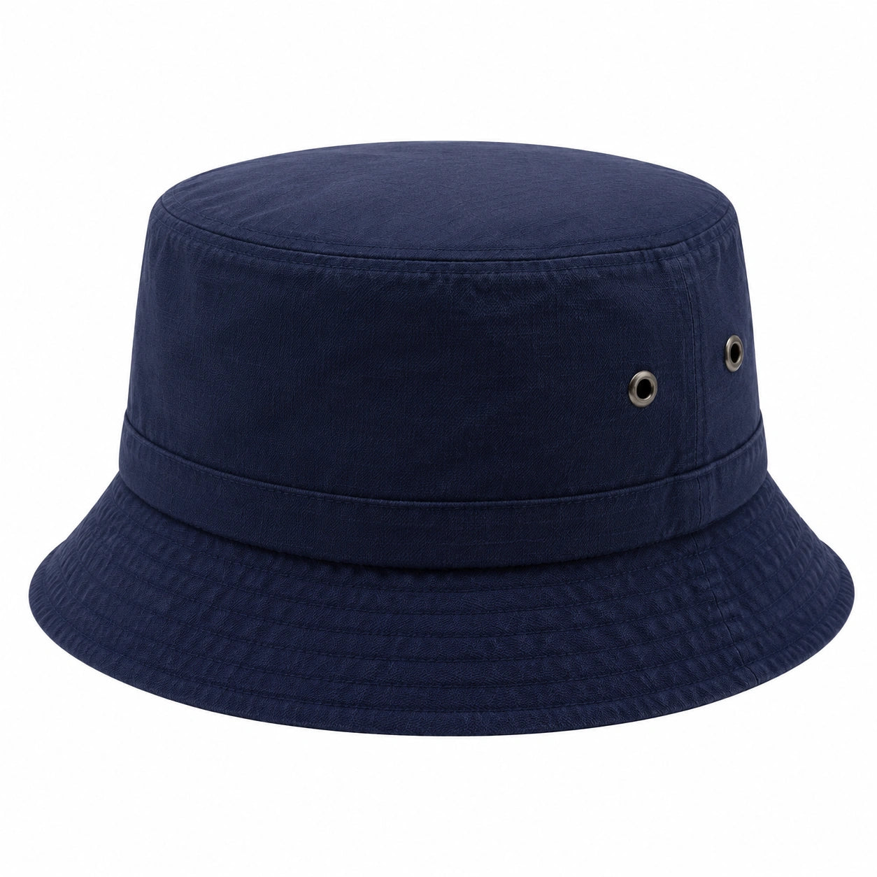 Chapeau bob taille unique en tissu bleu marine avec œillets - style décontracté