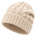 Bonnet taille unique en maille crème à torsades style hiver