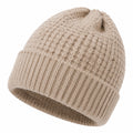 Bonnet taille unique en maille beige à revers style côtelé