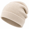 Bonnet en maille taille unique écru à revers pour usage quotidien
