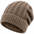 Bonnet taille unique en maille beige à revers pour hiver