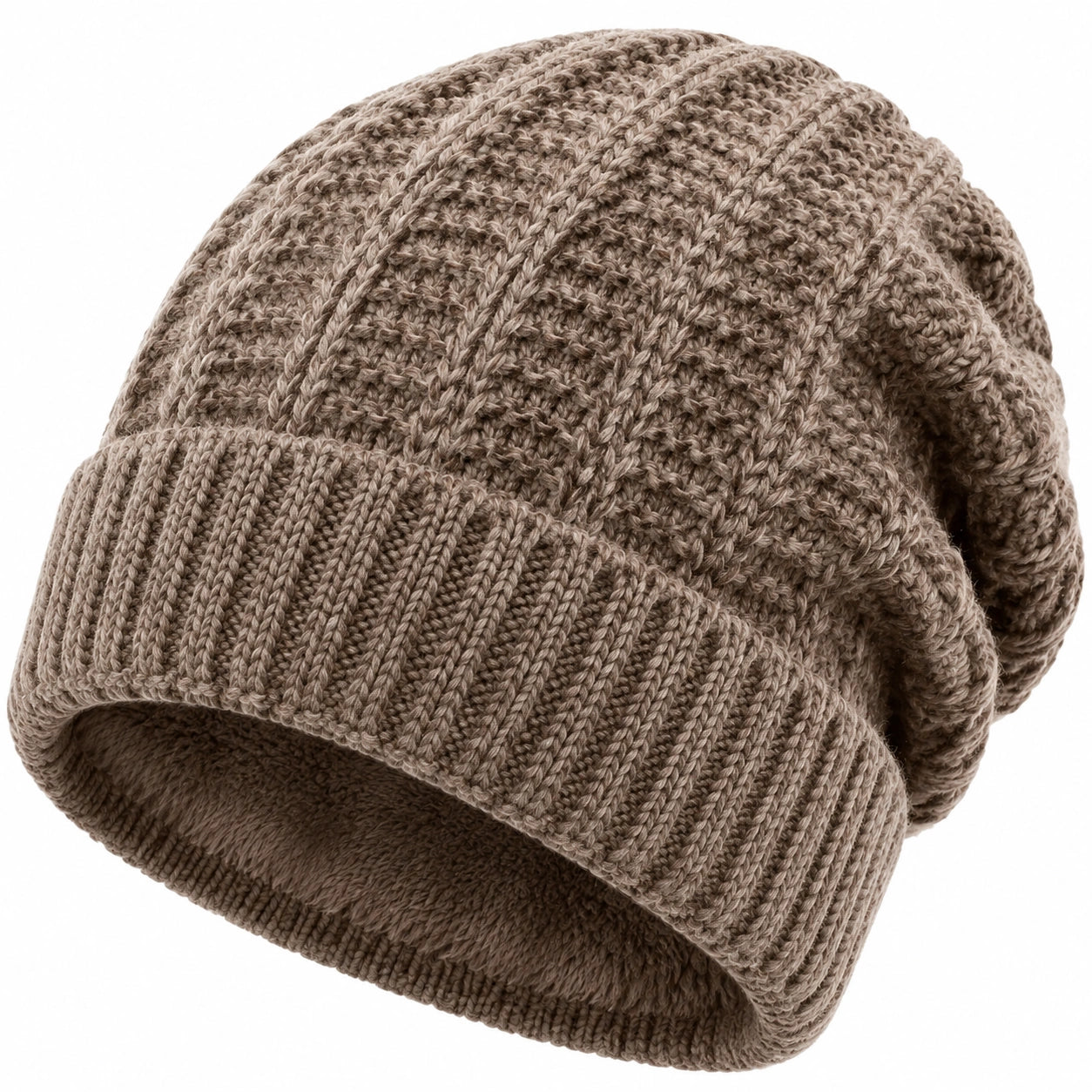 Bonnet taille unique en maille beige à revers pour hiver