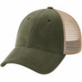 Casquette taille unique en tissu côtelé kaki et maille beige - style camionneur réglable