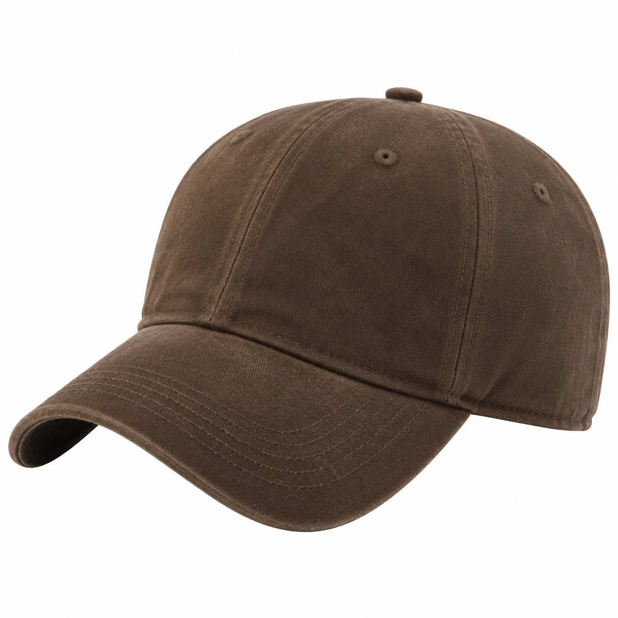 Casquette unisexe taille unique en tissu marron - visière courbée style baseball