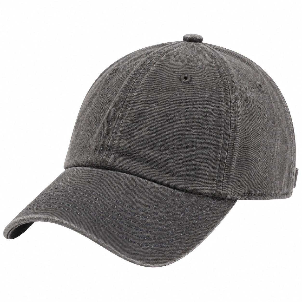 Casquette de baseball taille unique en tissu sergé gris foncé à visière courbée