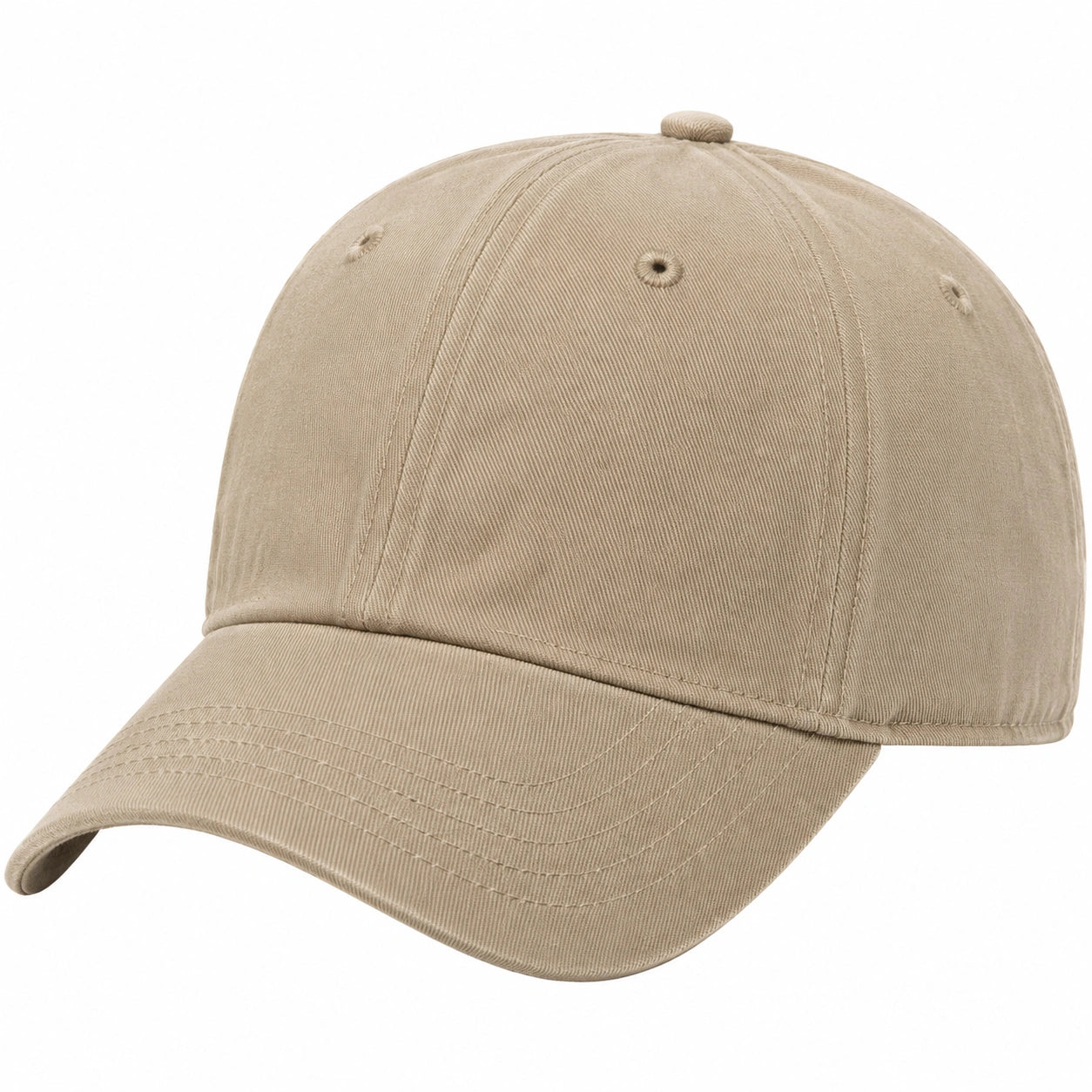 Casquette taille unique en tissu beige à visière courbée style décontracté