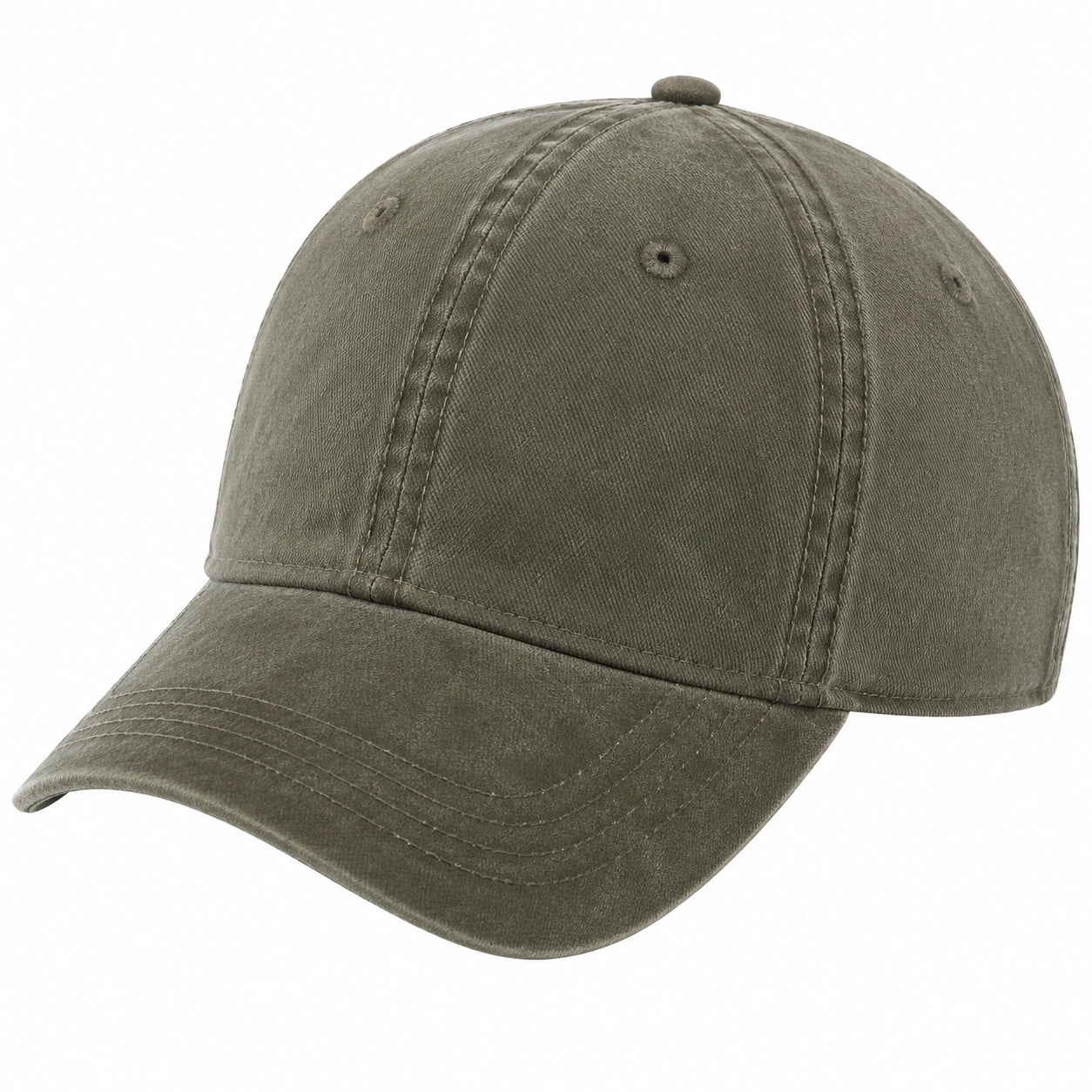 Casquette taille unique en coton kaki - style délavé à visière courbée