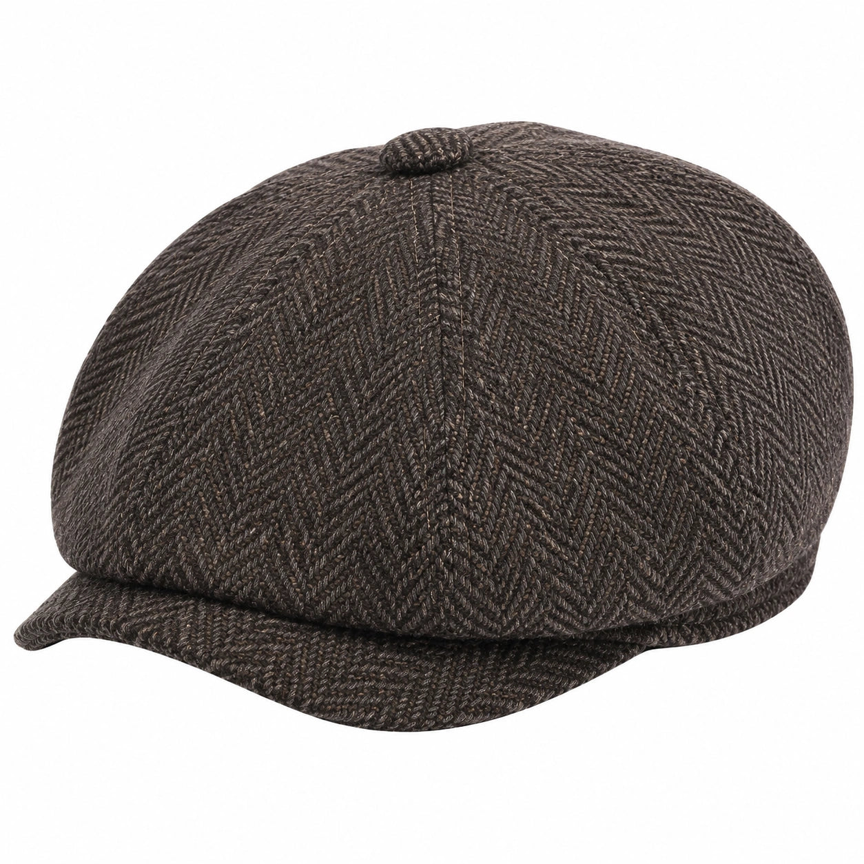 Casquette plate taille unique en tissu chevron marron style classique