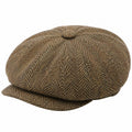 Casquette plate taille unique tissu marron à chevrons style rétro