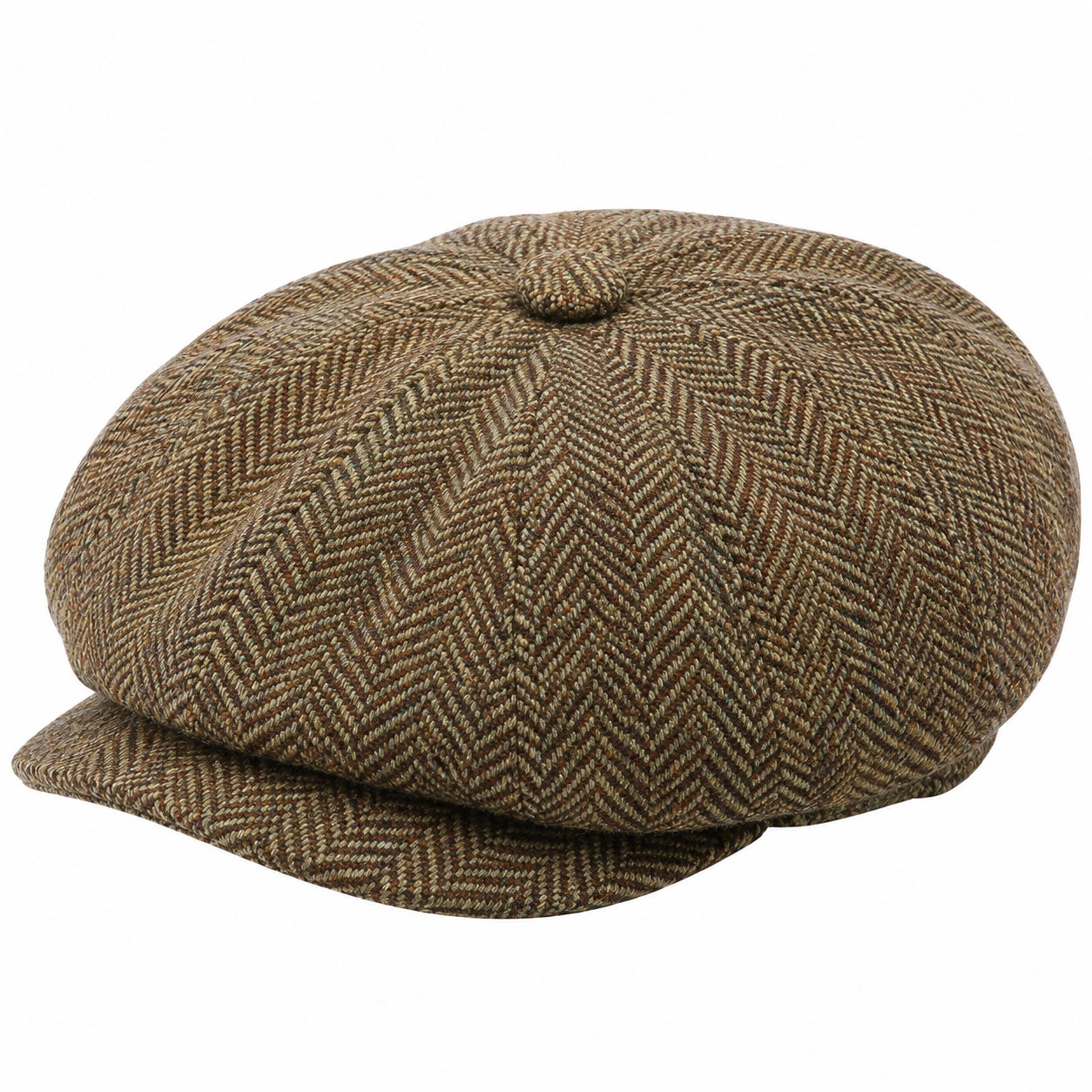 Casquette plate taille unique tissu marron à chevrons style rétro