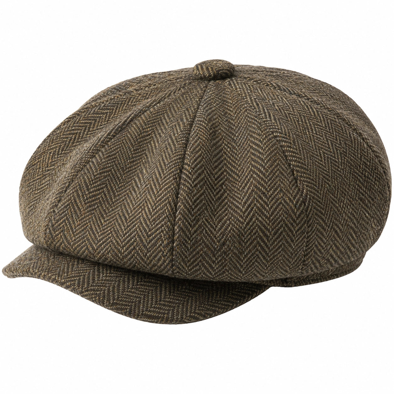 Casquette gavroche taille unique en tissu brun à chevrons style vintage