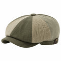 Casquette gavroche taille unique en textile vert kaki et beige à visière style rétro