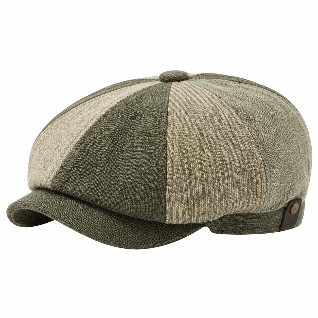 Casquette gavroche taille unique en textile vert kaki et beige à visière style rétro