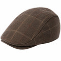 Casquette plate taille unique en tissu marron à carreaux style classique