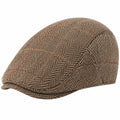 Casquette plate taille unique en tissu marron à chevrons style classique