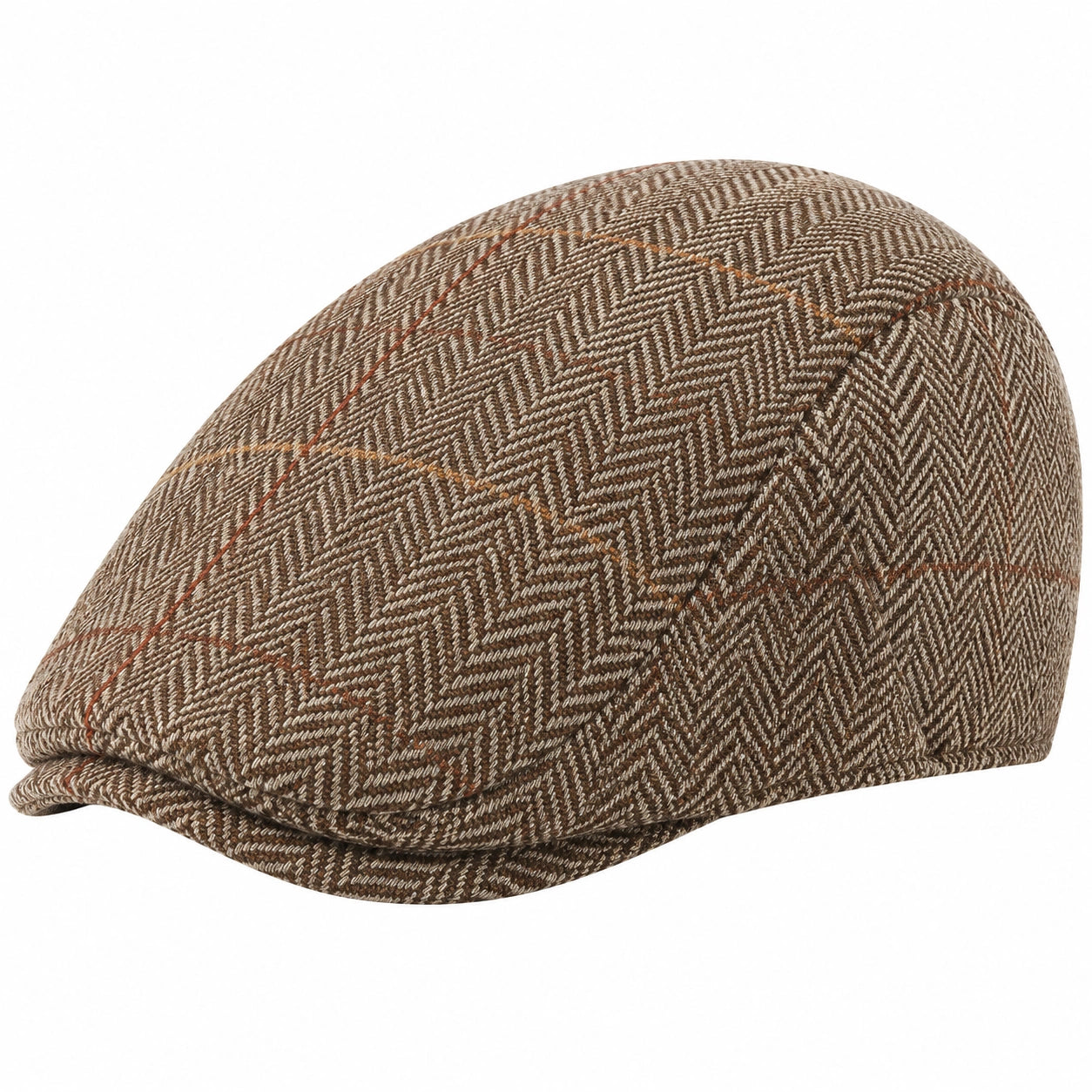 Casquette plate taille unique en tissu marron à chevrons style classique