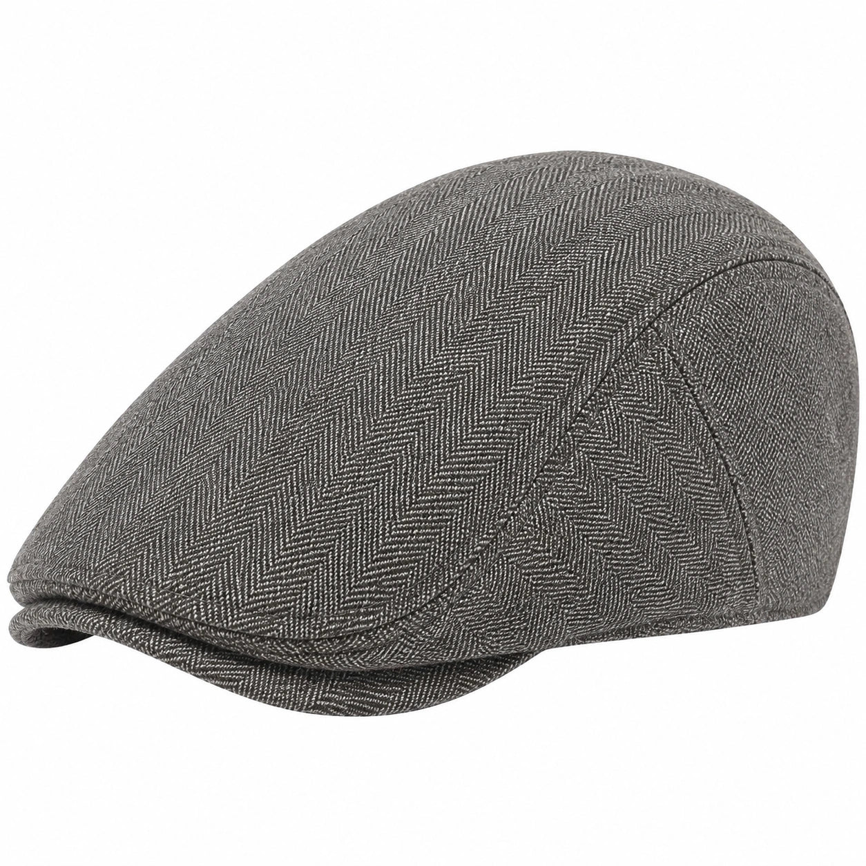 Casquette plate taille unique en tissu gris à chevrons style classique