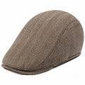 Casquette plate taille unique en tissu marron à chevrons style classique