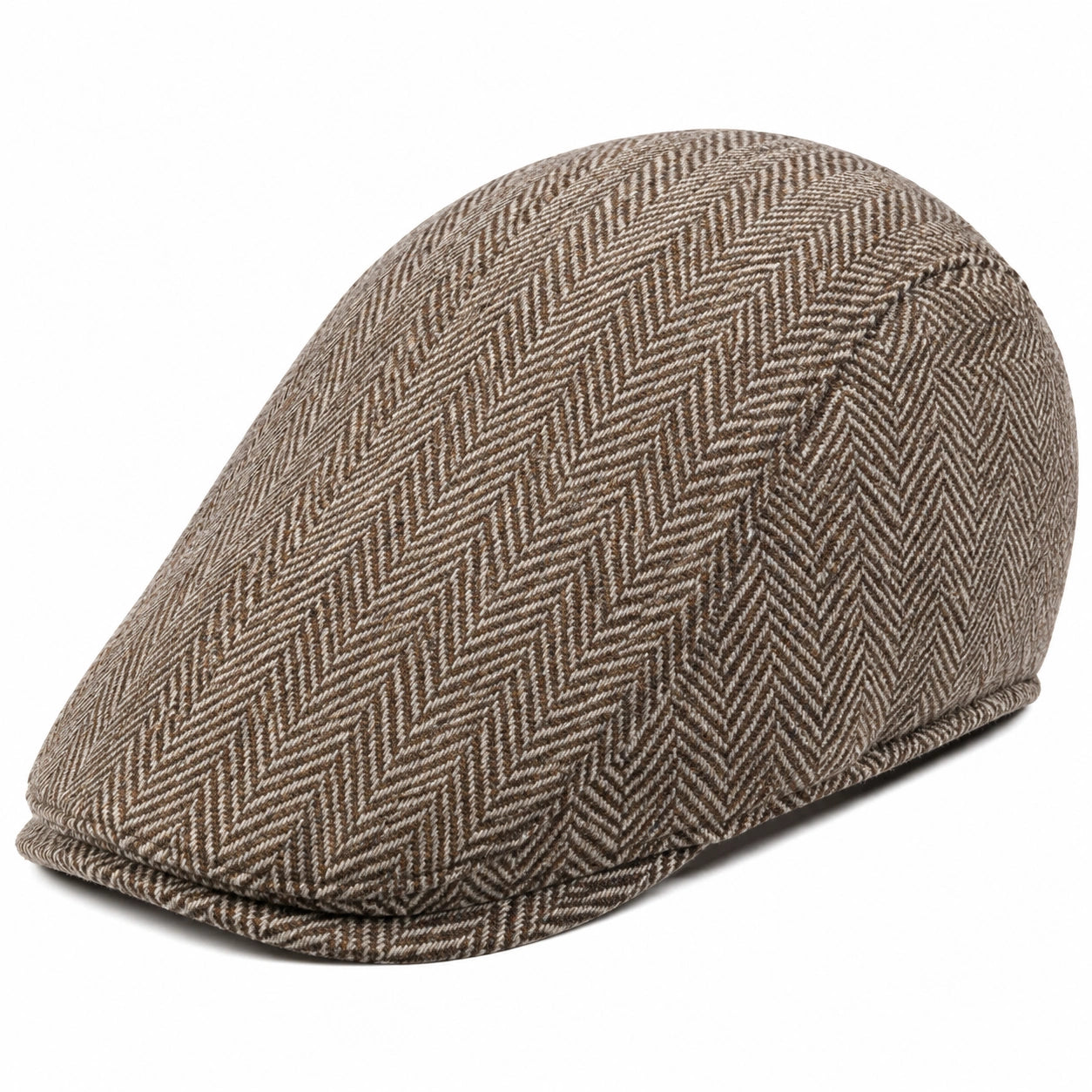 Casquette plate taille unique en tissu marron à chevrons style classique
