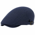 Casquette plate taille unique en tissu bleu marine ajustable style classique