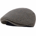 Casquette plate taille unique en tissu bleu marine et beige à motif géométrique style classique