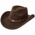 Chapeau cowboy taille unique marron aspect daim style western