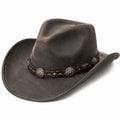 Chapeau cowboy taille unique brun aspect cuir tressé style western