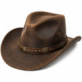 Chapeau cowboy taille unique brun aspect cuir style western