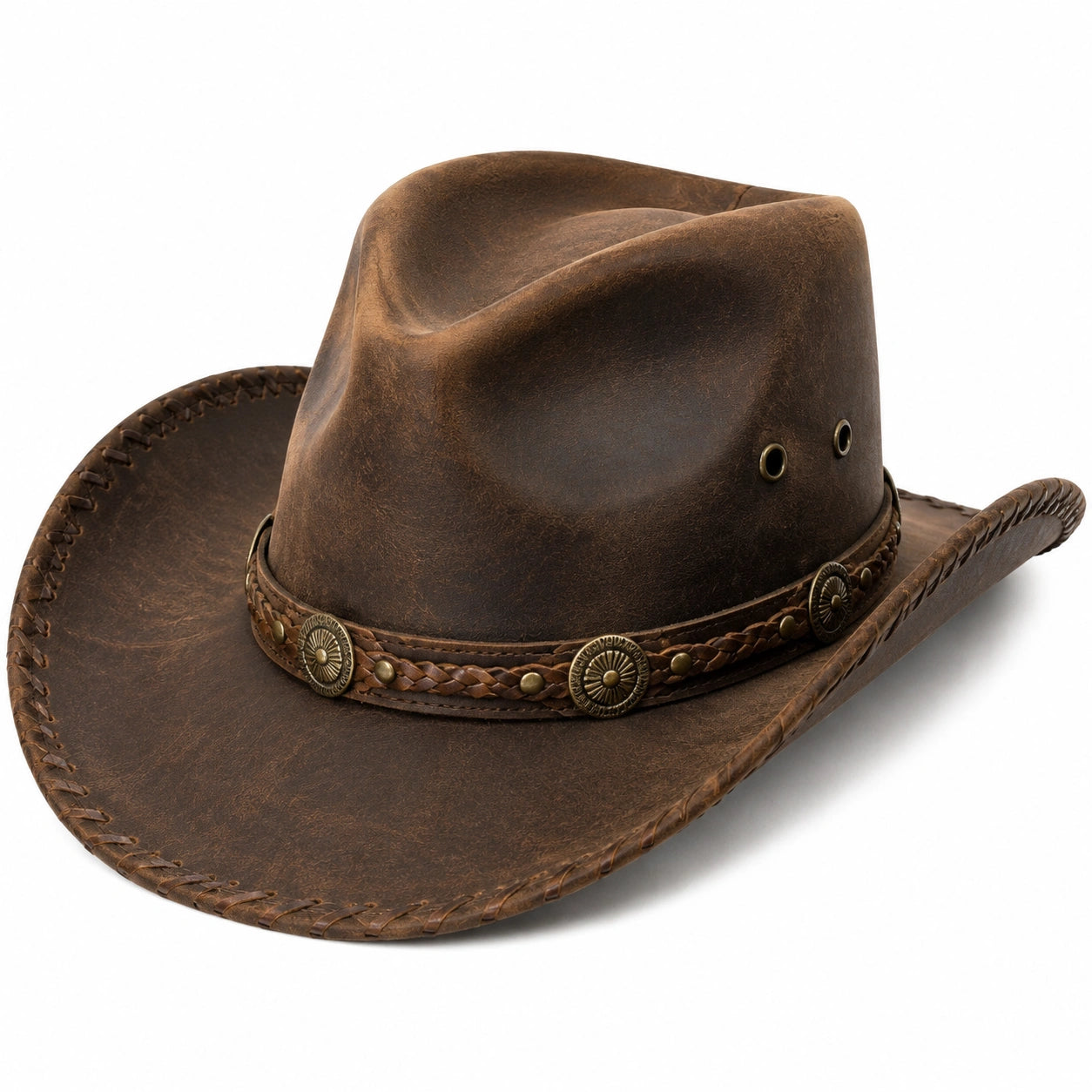 Chapeau cowboy taille unique brun aspect cuir style western