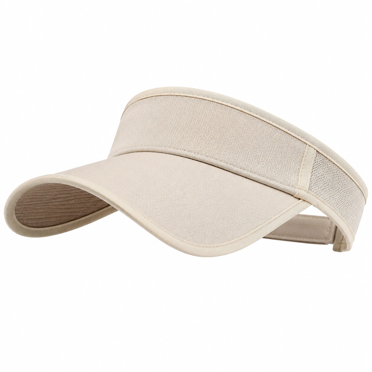 Visière taille unique en tissu beige réglable pour protection solaire