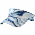 Visière de sport taille unique en textile bleu et blanc à motif marbré ajustable