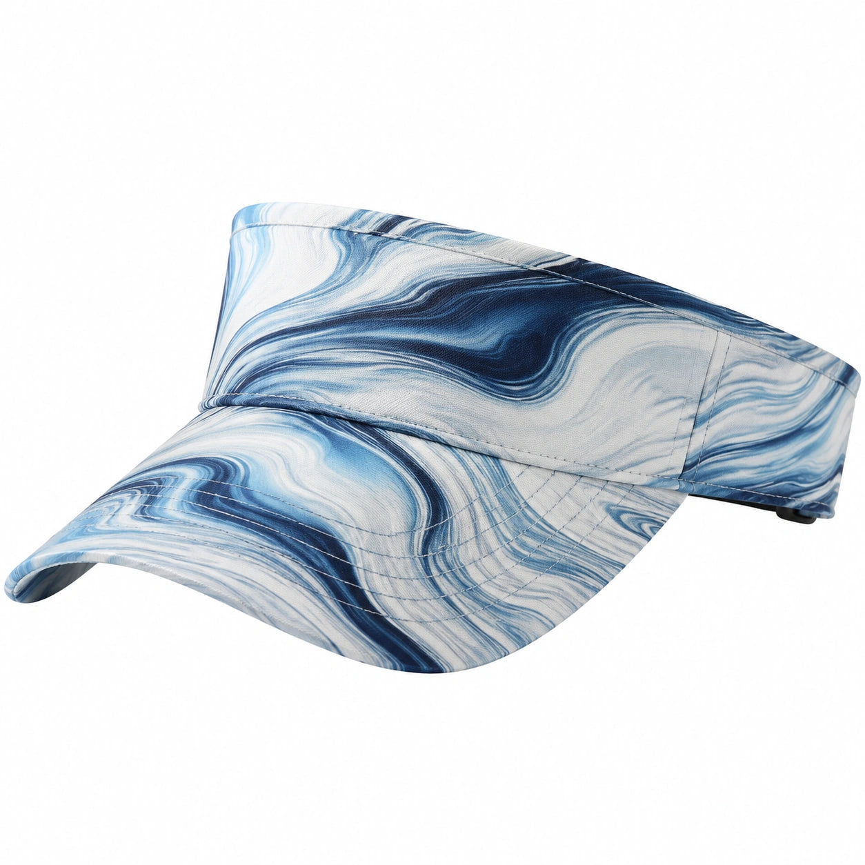 Visière de sport taille unique en textile bleu et blanc à motif marbré ajustable