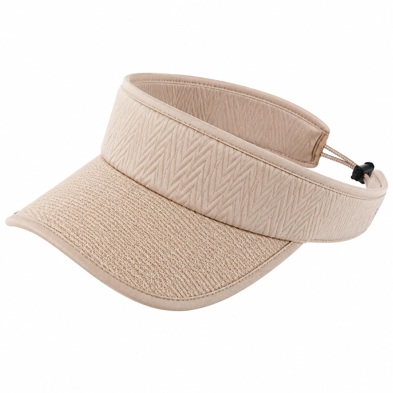 Visière taille unique beige en textile tressé réglable pour protection solaire