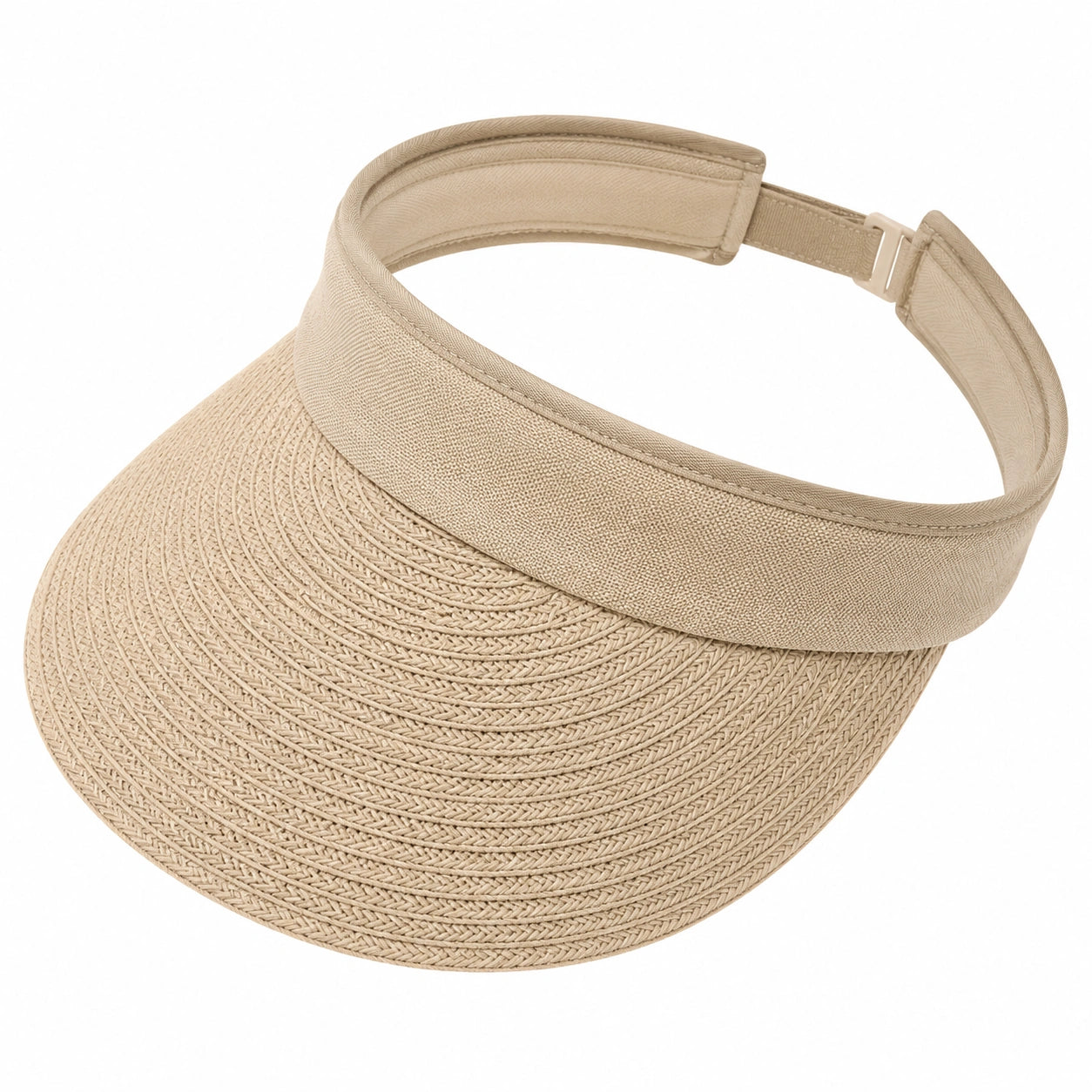 Visière taille unique en fibres tressées beige ajustable style estival